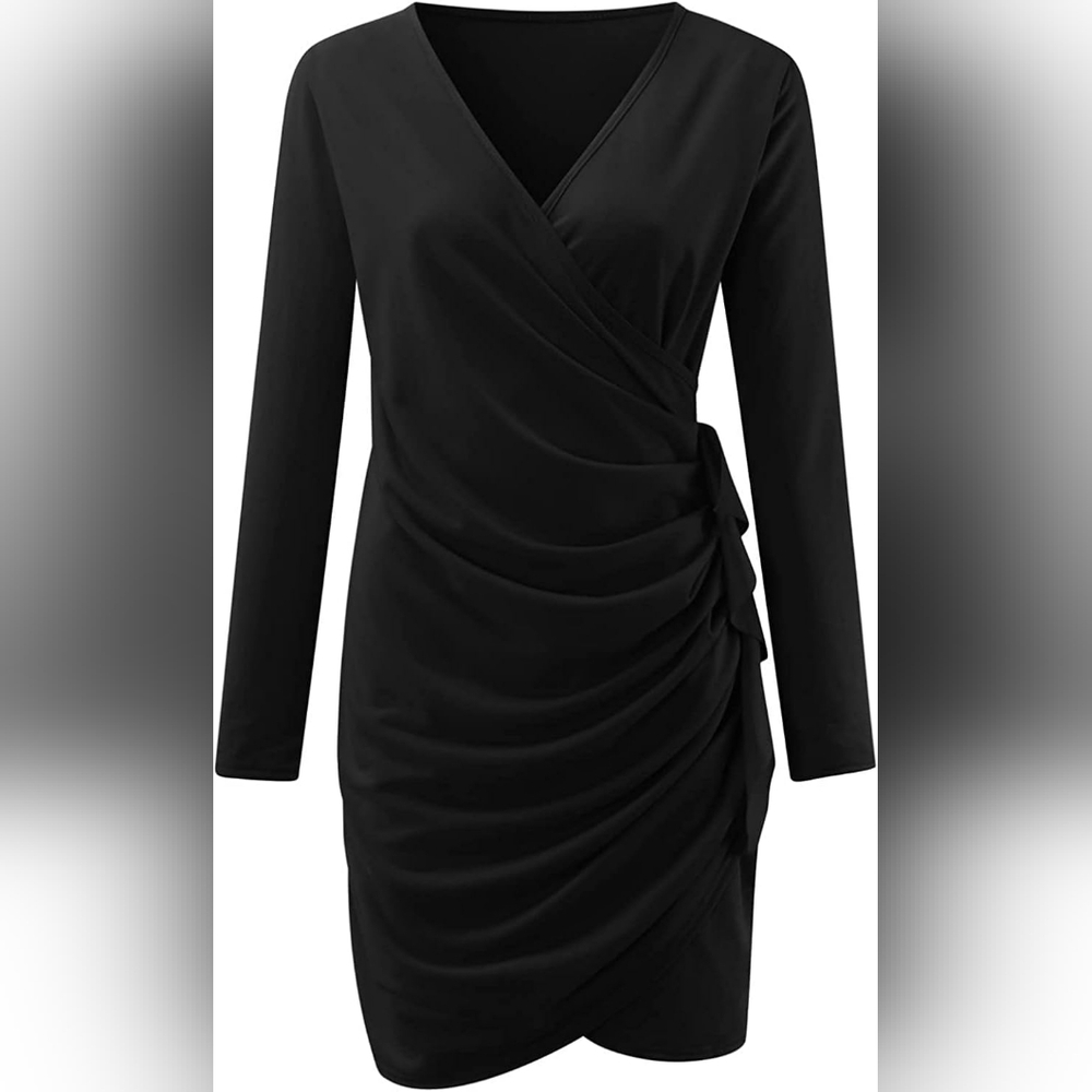 Elegant Black Wrap Dress Size m